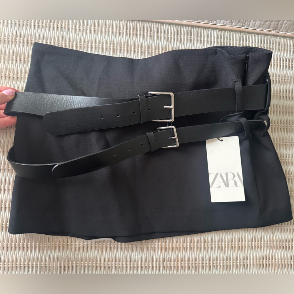 Zara Black Two Piece Set with Buckle Straps Detail